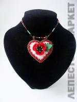 Кулон сердце с маком для девочки